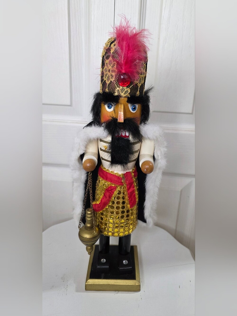 Vintage Blue/Gold/Black Solid Nutcracker Christmas Decor Figure Cape And Crown